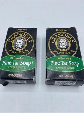 Original Grandpa's Soap Pine Tar 4.25 oz Pack of 2  Bars Lathers White
